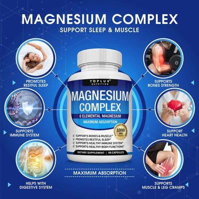 Best Magnesium Complex Supplement with 8 forms for energy, sleep, and overall wellness, promoting muscle support and relaxation.
