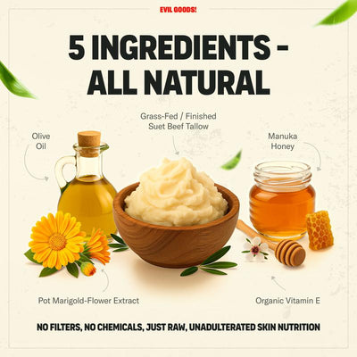 Whipped Beef Tallow & Manuka Honey Balm – Organic Moisturizer for Face, Body & Lips | Deep Hydration, 100% Natural