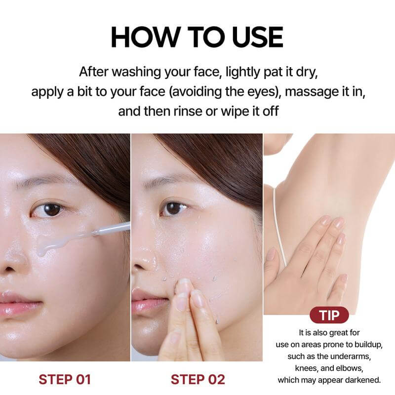 Instructions on how to use a skincare product with step-by-step images and text.