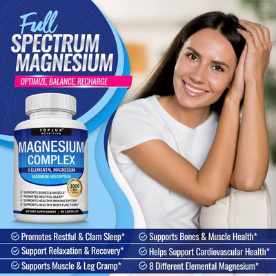 Best Magnesium Complex Supplement with 8 elemental forms for energy, sleep, and overall wellness.