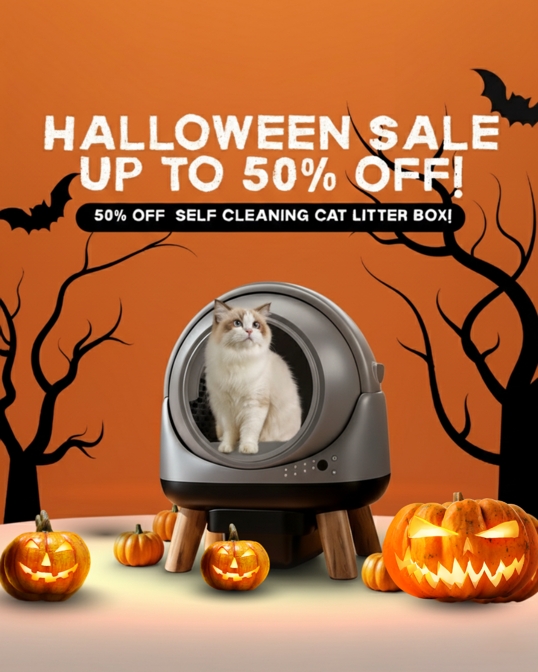 Self-Cleaning Cat Litter Box Odor-Free & Open-Top!