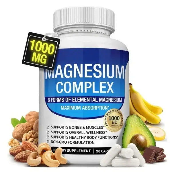 Best Magnesium Complex Supplement with 8 forms for energy, sleep, and overall wellness - 1000mg, 90 capsules.